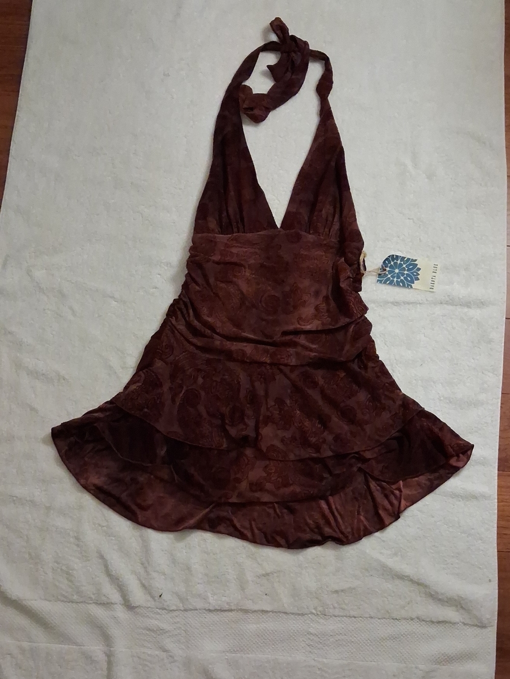 Kids Brown Halter One-Piece Dress - Soft Tiered Skirt M NWT